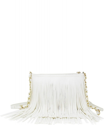 Fringed Shoulder Bag Tassel Cross Body E031 WHITE